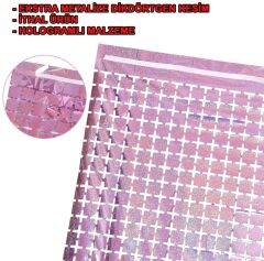 Nessiworld  Ekstra Metalize Rose Gold Renk Disko Dikdörtgen Kesim Kapı Perdesi Dekorasyon 1x2 Metre