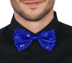 Nessiworld  Gece Işıltısı Mavi Payetli Pullu Papyon 7x2 cm