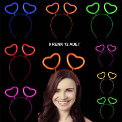 Nessiworld  Glow Stick Karanlıkta Yanan Fosforlu Kalp Taç 12 Adet