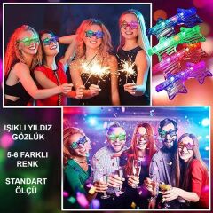 Nessiworld  Işıklı Yıldız Gözlük Ledli Parti Gözlüğü 6 Renk 12 Adet