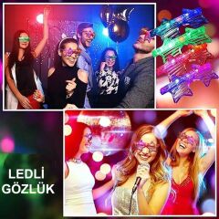 Nessiworld  Işıklı Yıldız Gözlük Ledli Parti Gözlüğü 6 Renk 12 Adet