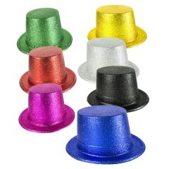 Nessiworld  Karışık Renk Simli Silindir Parti Şapkaları (12 Adet)