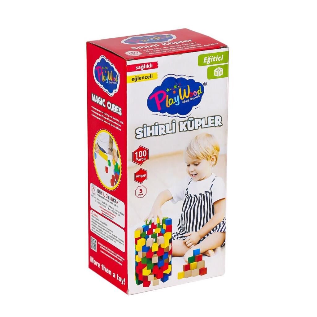 Nessiworld  ONY-359 Ahşap Sihirli Küpler 100 Parça -Onyıl Oyuncak