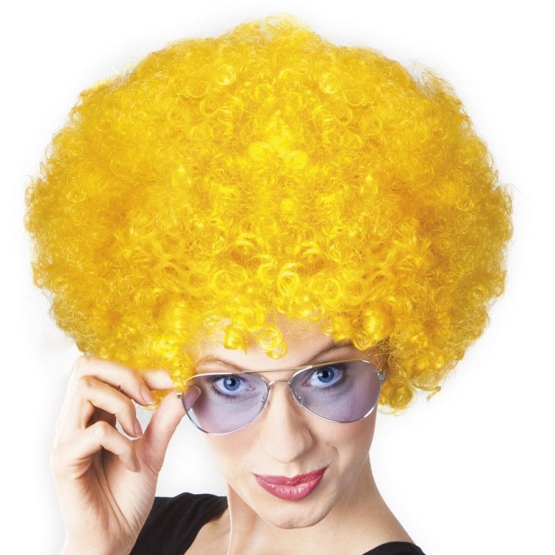 Nessiworld  Sarı Renk Kıvırcık Afro Bonus Peruk
