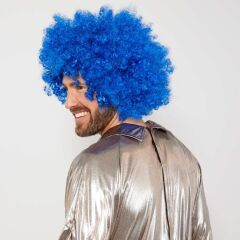 Nessiworld  Mavi Renk Kıvırcık Afro Bonus Peruk