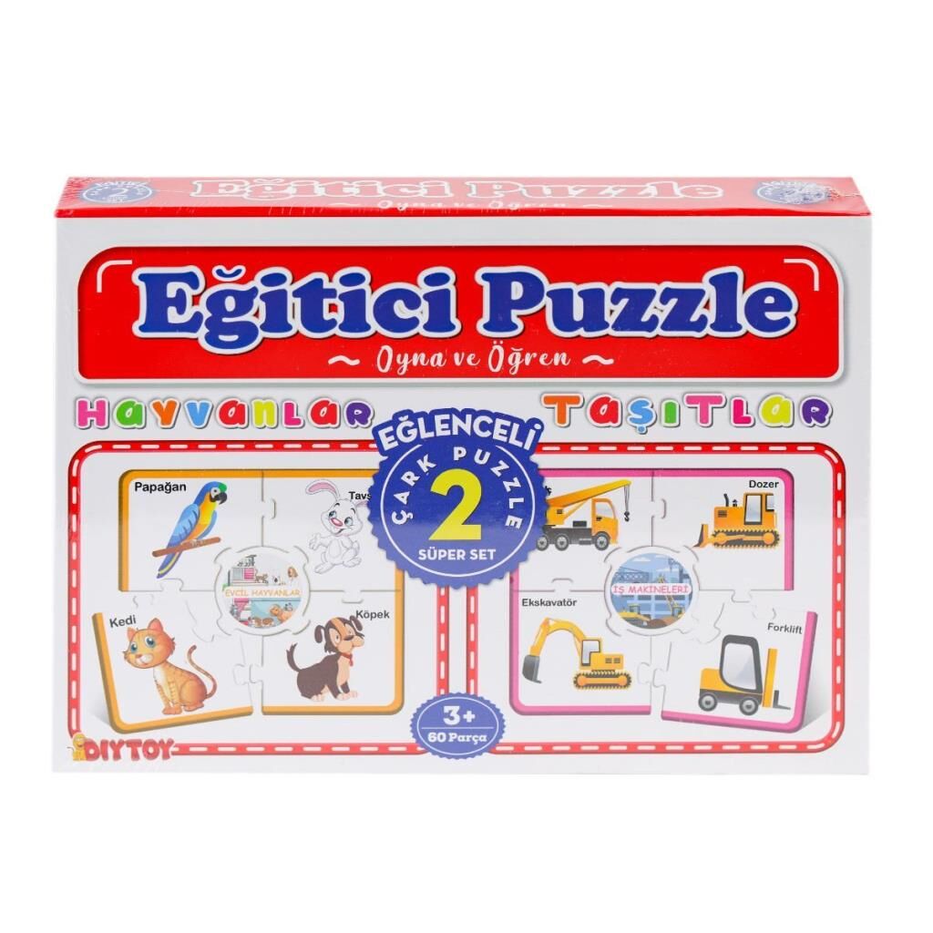 Nessiworld  7196 Çark Puzzle Hayvanlar Taşıtlar 60 Parça -Dıytoy