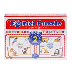 Nessiworld  7196 Çark Puzzle Hayvanlar Taşıtlar 60 Parça -Dıytoy