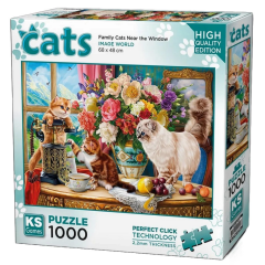 Nessiworld KS Games Family Cats Near The Window Puzzle 1000 Parça 20794