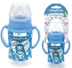 Baby Time Silikon Uçlu Geniş Ağız Kulplu Biberon - 250ml