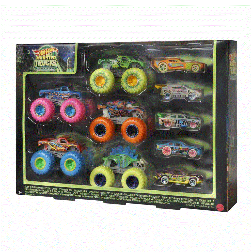 Nessiworld HCB57 Monster Trucks Karanlıkta Parlayan Araçlar, Hot Wheels Monster Trucks - Mattel
