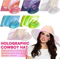 Nessiworld Işıltılı Kovboy Şapkası Hologramlı Parti Kovboy Şapkası Yetişkin
