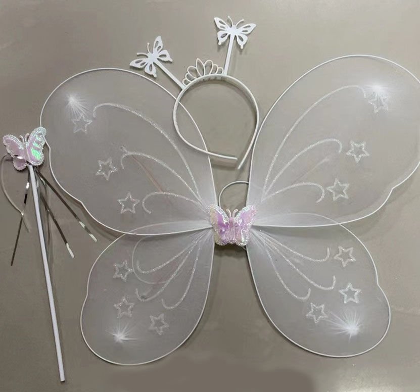 Nessiworld Beyaz Renk Kelebek Kanadı Tacı ve Sopası 50x37 cm