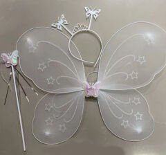 Nessiworld Beyaz Renk Kelebek Kanadı Tacı ve Sopası 50x37 cm