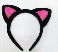 Nessiworld   Sevimli Kedi Kulak Pofuduk Kedi Taç Siyah İçi Şeker Pembe Renk 17x15 cm