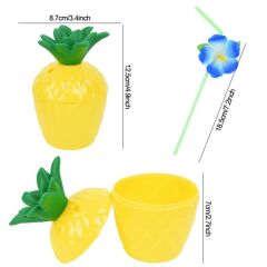 Nessiworld  Ananas Hawaii Luau Aloha Pipetli İçecek Kabı Bardak 10x13 cm 1 Adet