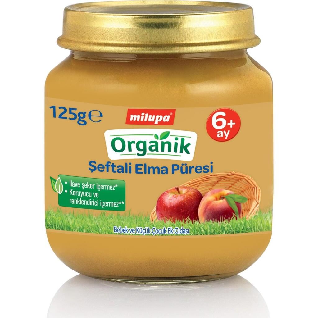Nessiworld Milupa Organik Şeftali Elma Püreli Kavanoz Maması 125 Gr