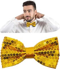 Nessiworld  Gece Işıltısı Altın Payetli Pullu Papyon 7x2 cm