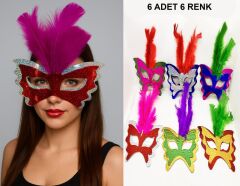 Nessiworld  Tüylü Kağıt Parti Venedik Balo After Maskesi 6 Adet