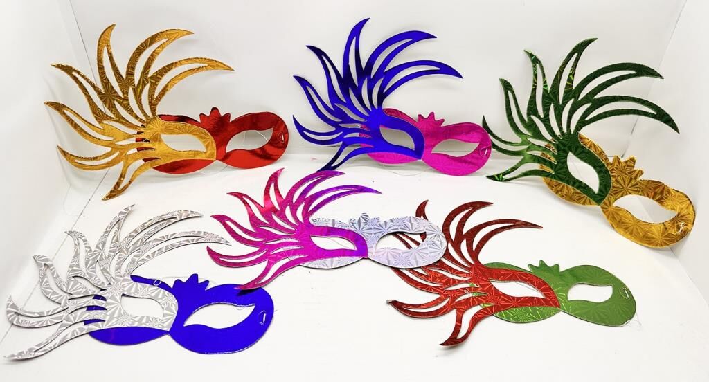 Nessiworld  Rengarenk Kağıt Malzemeden İmal Parti Balo Maskesi 6 Adet