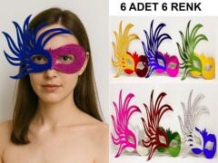 Nessiworld  Rengarenk Kağıt Malzemeden İmal Parti Balo Maskesi 6 Adet