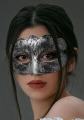Nessiworld  Maskeli Balo Antik Gri Gümüş Eskitilmiş Maske Balo Venedik