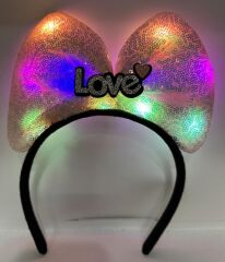 NessiWorld Led Işıklı 3 Farklı Fonksiyonda Yanan Toz Pembe Fiyonk Taç 20X17 cm