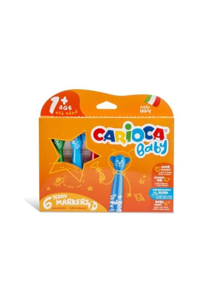 Nessiworld Carioca Teddy Jumbo Bebek Süper Yıkanabilir Keçeli Boya Kalemi 6'Lı