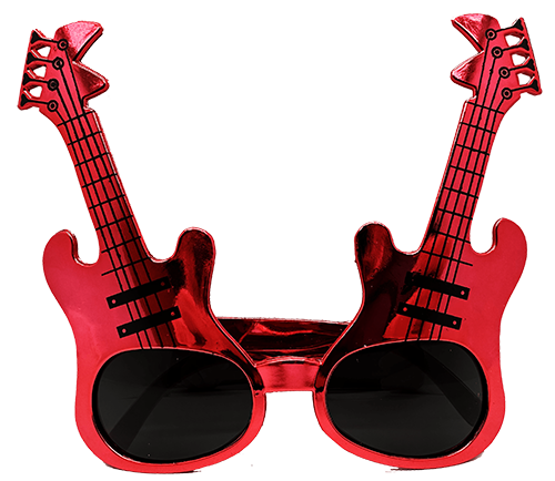 Nessiworld  Kırmızı Renk Rockn Roll Gitar Şekilli Parti Gözlüğü 15x15 cm