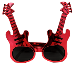 Nessiworld  Kırmızı Renk Rockn Roll Gitar Şekilli Parti Gözlüğü 15x15 cm