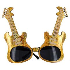 Nessiworld  Altın Renk Rockn Roll Gitar Şekilli Parti Gözlüğü 15x15 cm