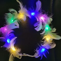 Nessiworld  Led Işıklı Rengarenk Yanan 3 Fonksiyonlu Otrişli Parti Tacı Renkli 12x12 cm