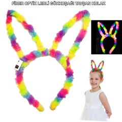 Nessiworld  Fiber Optik LED&#39;li Gökkuşağı Tavşan Kulak 17x23 cm