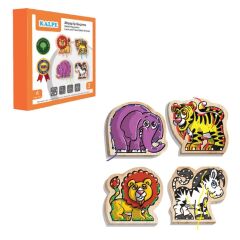 Nessiworld KAL-1019-1020 Chiva, Ahşap İp Geçirme- Safari Hayvanlar