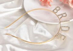 Nessiworld  Altın Gold Renk Bekarlığa Veda Kristal Taş Bride Tacı İthal 16x10 cm