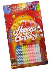 NessiWorld Rengarenk Mumlu Beyaz Happy Birthday Yazılı Doğum Günü Mumu 12 Adet