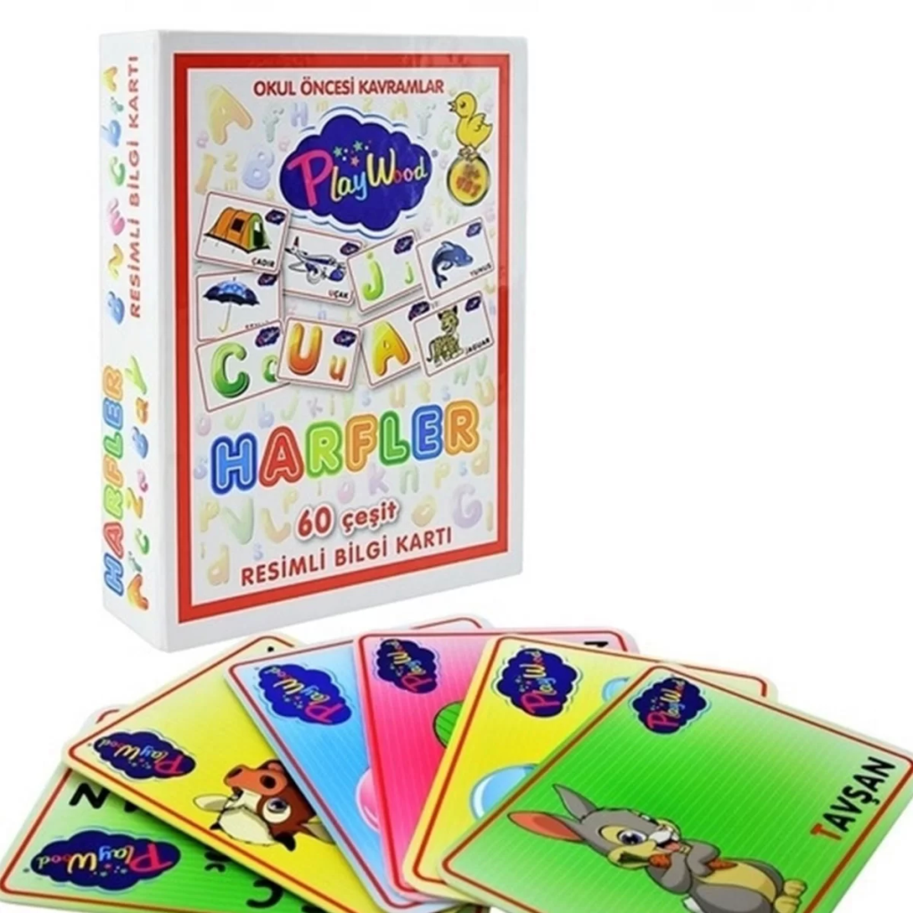 Nessiworld  Playwood Eğitici Resimli Bilgi Kartı Harfler