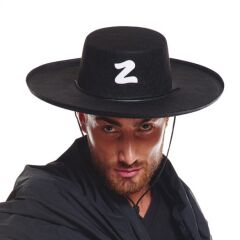Nessiworld  Z Logolu Yetişkin Boy Bağcıklı Zorro Şapkası
