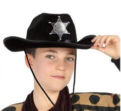 Nessiworld  Çocuk Kovboy Şapkası Sheriff Şapkası Siyah Renk