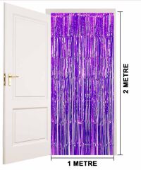 Nessiworld   Mor Renk Ekstra Metalize Parlak Saçaklı Arka Fon Perde İthal A Kalite 1x2 Metre