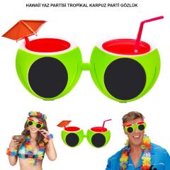 Nessiworld  Karpuz Şekilli Tropikal Hawaii Yaza Merhaba Parti Gözlüğü