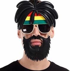 Nessiworld   Rasta Peruklu Rasta Sakallı Bob Marley Bıyıklı Parti Gözlüğü 27x18 cm