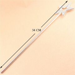 Nessiworld  Yıldız Model Peri Asası Melek Asası Prenses Asası Metalize Gümüş Renk