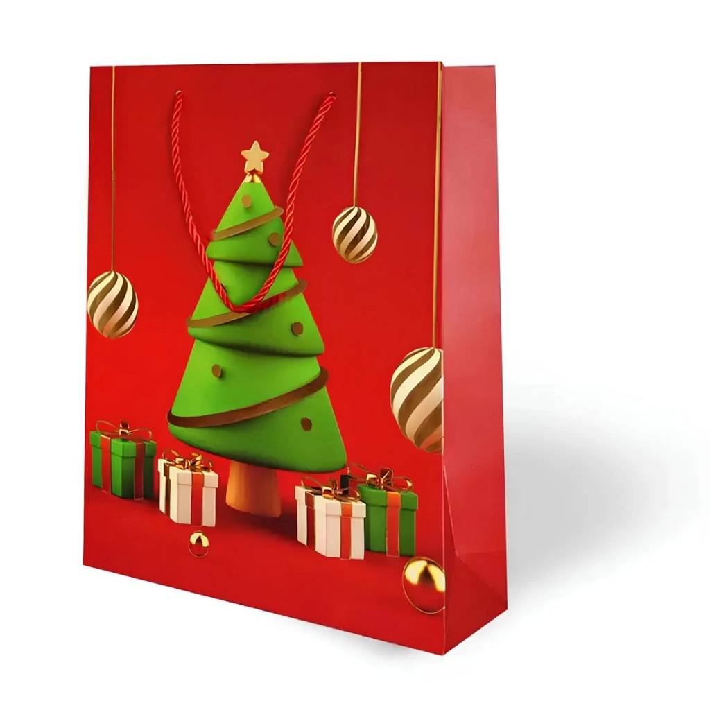Nessiworld Lüks Karton Çanta Varak Baskılı Yılbaşı Temalı 26x32 cm